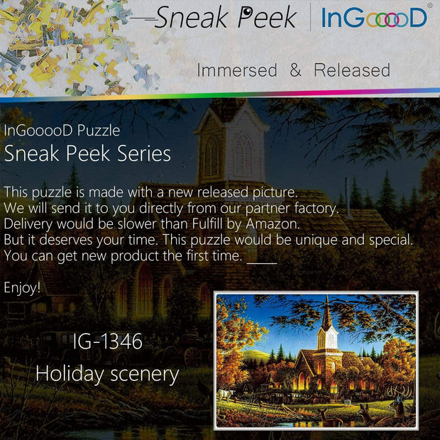 Ingooood-Jigsaw Puzzle 1000 Pieces-Sneak Peek Series-Holiday Scenery_IG-1346 Entertainment Toys for Adult Special Graduation or Birthday Gift Home Decor - Ingooood