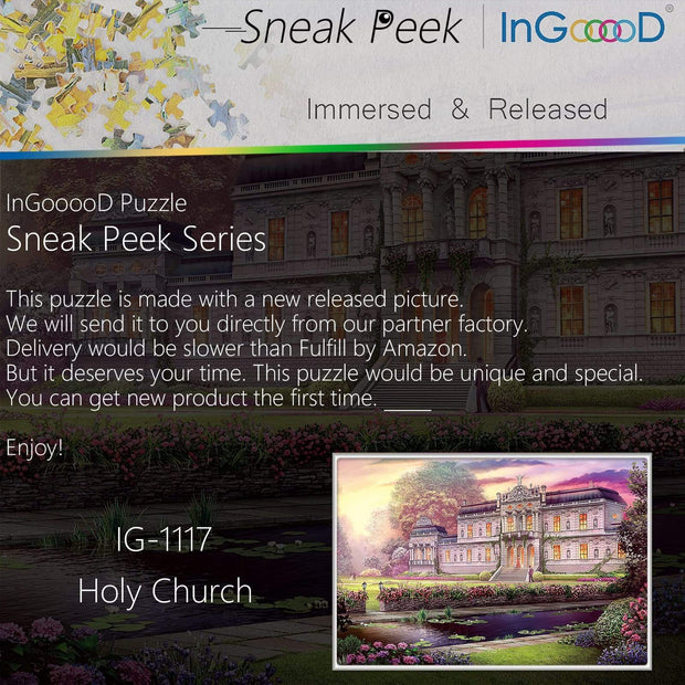 Ingooood-Jigsaw Puzzle 1000 Pieces-Sneak Peek Series-Holy Church_IG-1117 Entertainment Toys for Adult Special Graduation or Birthday Gift Home Decor - Ingooood