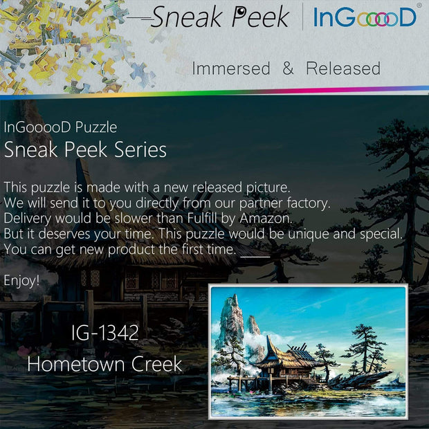 Ingooood-Jigsaw Puzzle 1000 Pieces-Sneak Peek Series-Hometown Creek_IG-1342 Entertainment Toys for Adult Special Graduation or Birthday Gift Home Decor - Ingooood