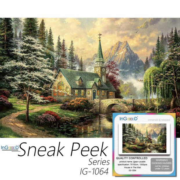 Ingooood-Jigsaw Puzzle 1000 Pieces-Sneak Peek Series- House in The Mist_IG-1064 Entertainment for Adult Special Graduation or Birthday Gift Home Decor - Ingooood