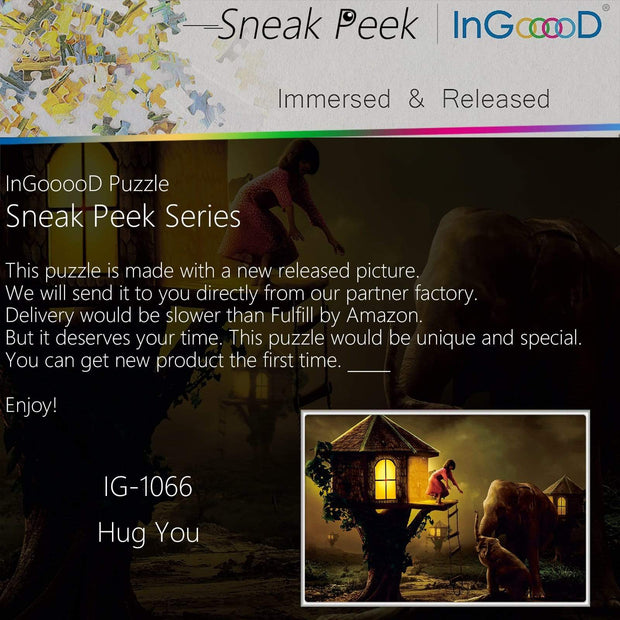 Ingooood-Jigsaw Puzzle 1000 Pieces-Sneak Peek Series-Hug You_IG-1066 Entertainment Toys for Adult Special Graduation or Birthday Gift Home Decor - Ingooood