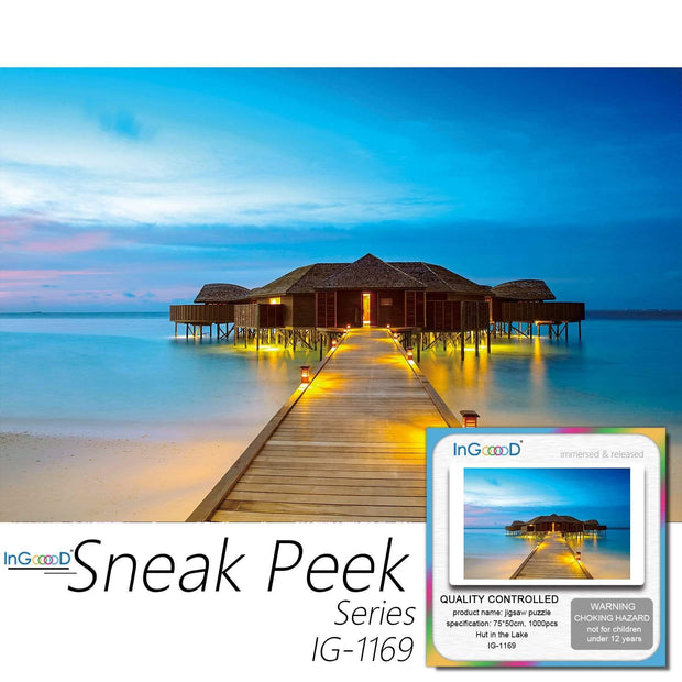 Ingooood-Jigsaw Puzzle 1000 Pieces-Sneak Peek Series- Hut in The Lake_IG-1169 Entertainment Toys for Special Graduation or Birthday Gift Home Decor - Ingooood