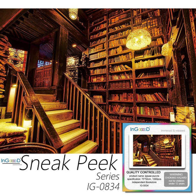 Ingooood- Jigsaw Puzzle 1000 Pieces- Sneak Peek Series-Independent Bookstore_IG-0834 Entertainment Toys for Graduation or Birthday Gift Home Decor - Ingooood