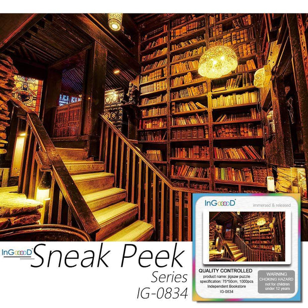 Ingooood- Jigsaw Puzzle 1000 Pieces- Sneak Peek Series-Independent Bookstore_IG-0834 Entertainment Toys for Graduation or Birthday Gift Home Decor - Ingooood