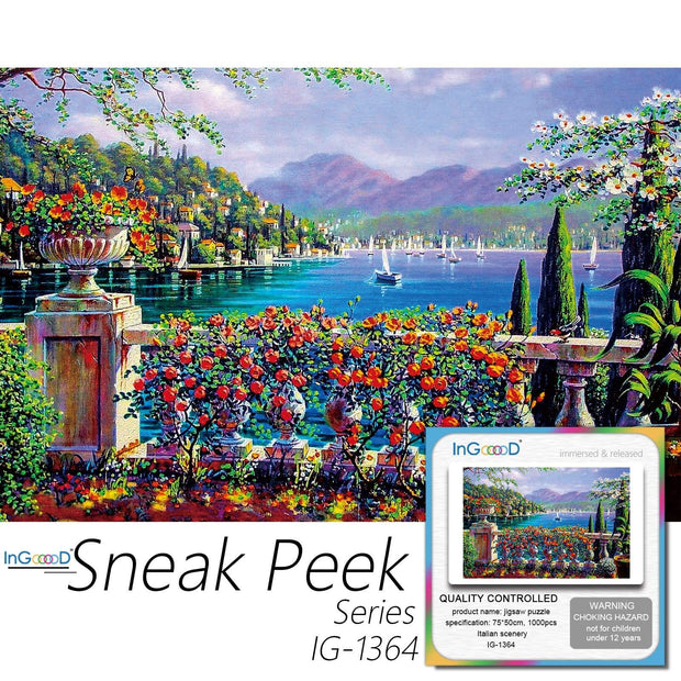 Ingooood-Jigsaw Puzzle 1000 Pieces-Sneak Peek Series-Italian Scenery_IG-1364 Entertainment Toys for Adult Special Graduation or Birthday Gift Home Decor - Ingooood