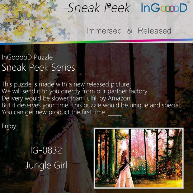Ingooood- Jigsaw Puzzle 1000 Pieces- Sneak Peek Series- Jungle Girl_IG-0832 Entertainment Toys for Graduation or Birthday Gift Home Decor - Ingooood