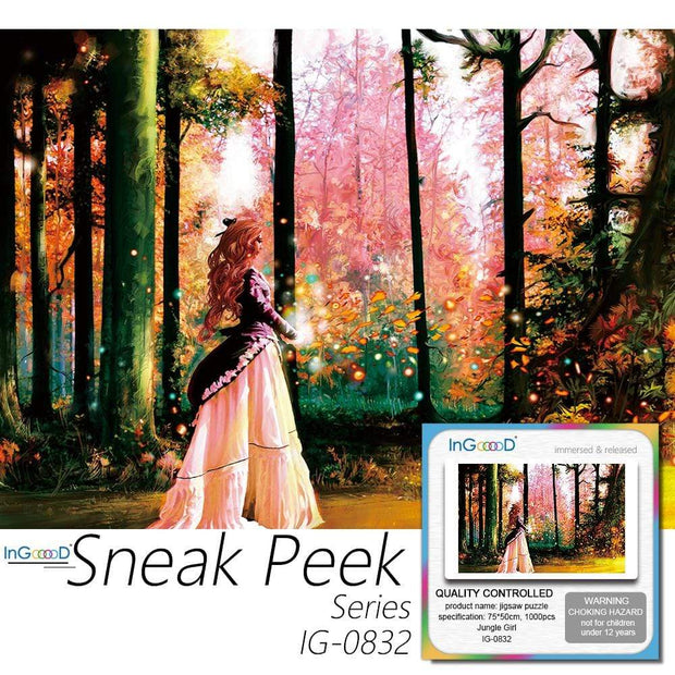 Ingooood- Jigsaw Puzzle 1000 Pieces- Sneak Peek Series- Jungle Girl_IG-0832 Entertainment Toys for Graduation or Birthday Gift Home Decor - Ingooood