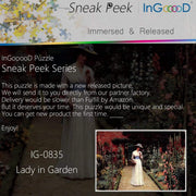Ingooood- Jigsaw Puzzle 1000 Pieces- Sneak Peek Series- Lady in Garden_IG-0835 Entertainment Toys for Graduation or Birthday Gift Home Decor - Ingooood