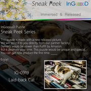 Ingooood-Jigsaw Puzzle 1000 Pieces-Sneak Peek Series-Laid-Back Cat_IG-0919 Entertainment Toys for Adult Special Graduation or Birthday Gift Home Decor - Ingooood