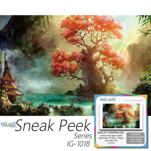 Ingooood-Jigsaw Puzzle 1000 Pieces-Sneak Peek Series-Lake Heart Tree_IG-1018 Entertainment Toys for Graduation or Birthday Gift Home Decor - Ingooood