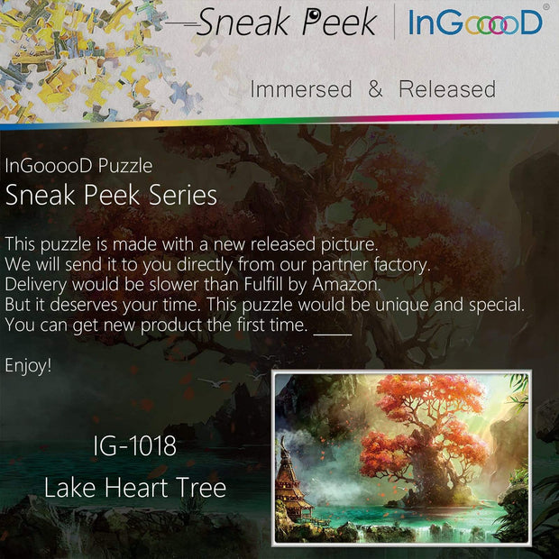Ingooood-Jigsaw Puzzle 1000 Pieces-Sneak Peek Series-Lake Heart Tree_IG-1018 Entertainment Toys for Graduation or Birthday Gift Home Decor - Ingooood