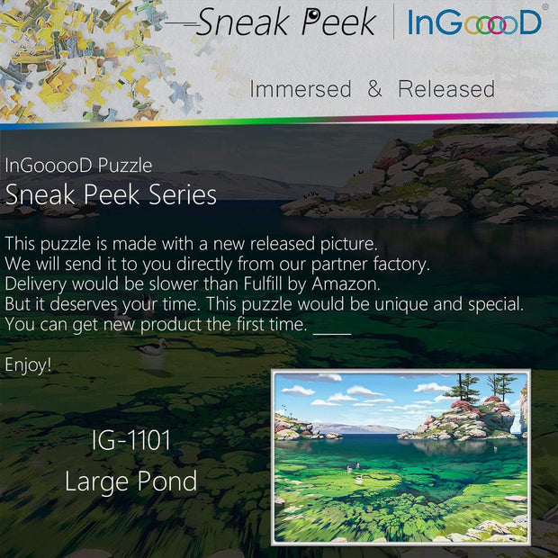 Ingooood-Jigsaw Puzzle 1000 Pieces-Sneak Peek Series-Large Pond_IG-1101 Entertainment Toys for Adult Special Graduation or Birthday Gift Home Decor - Ingooood