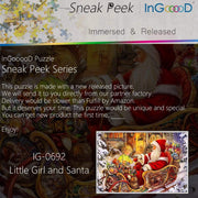 Ingooood-Jigsaw Puzzle 1000 Pieces-Sneak Peek Series-Little Girl and Santa_IG-0692 Entertainment Toys for Adult Graduation or Birthday Gift Home Decor - Ingooood