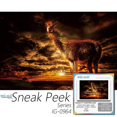Ingooood-Jigsaw Puzzle 1000 Pieces-Sneak Peek Series-Llama_IG-0964 Entertainment Toys for Adult Special Graduation or Birthday Gift Home Decor - Ingooood