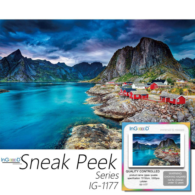 Ingooood-Jigsaw Puzzle 1000 Pieces-Sneak Peek Series- Lofoten_IG-1177 Entertainment Toys for Adult Special Graduation or Birthday Gift Home Decor - Ingooood