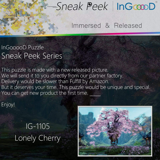 Ingooood-Jigsaw Puzzle 1000 Pieces-Sneak Peek Series-Lonely Cherry_IG-1105 Entertainment Toys for Adult Special Graduation or Birthday Gift Home Decor - Ingooood