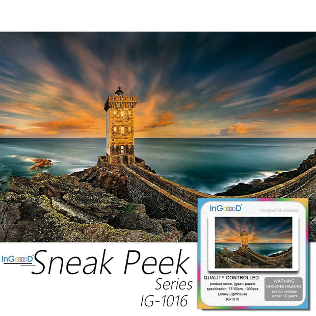 Ingooood-Jigsaw Puzzle 1000 Pieces-Sneak Peek Series-Lonely Lighthouse_IG-1016 Entertainment Toys for Graduation or Birthday Gift Home Decor - Ingooood