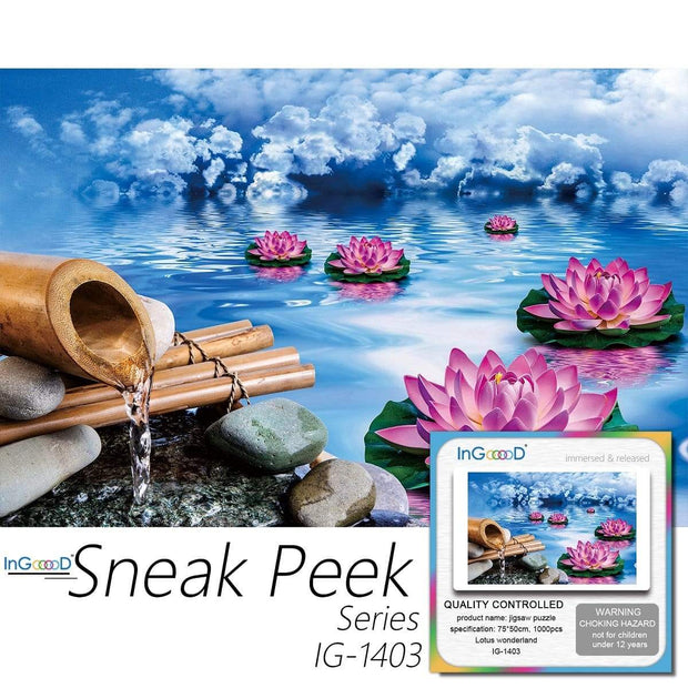 Ingooood-Jigsaw Puzzle 1000 Pieces-Sneak Peek Series-Lotus Wonderland_IG-1403 Entertainment Toys for Adult Special Graduation or Birthday Gift Home Decor - Ingooood