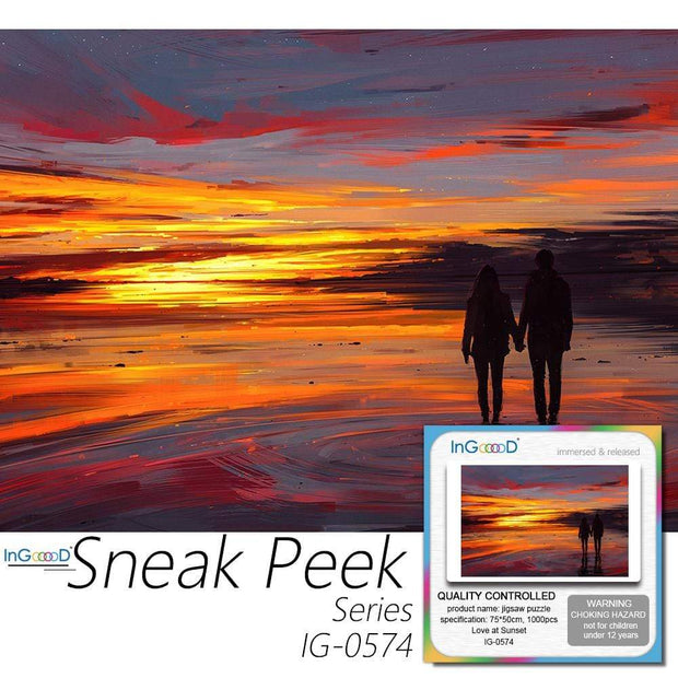 Ingooood- Jigsaw Puzzle 1000 Pieces- Sneak Peek Series- Love at Sunset_IG-0574 Entertainment Toys for Graduation or Birthday Gift Home Decor - Ingooood