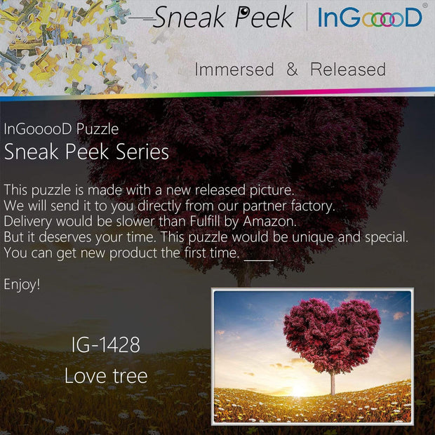 Ingooood-Jigsaw Puzzle 1000 Pieces-Sneak Peek Series-Love tree_IG-1428 Entertainment Toys for Adult Graduation or Birthday Gift Home Decor - Ingooood