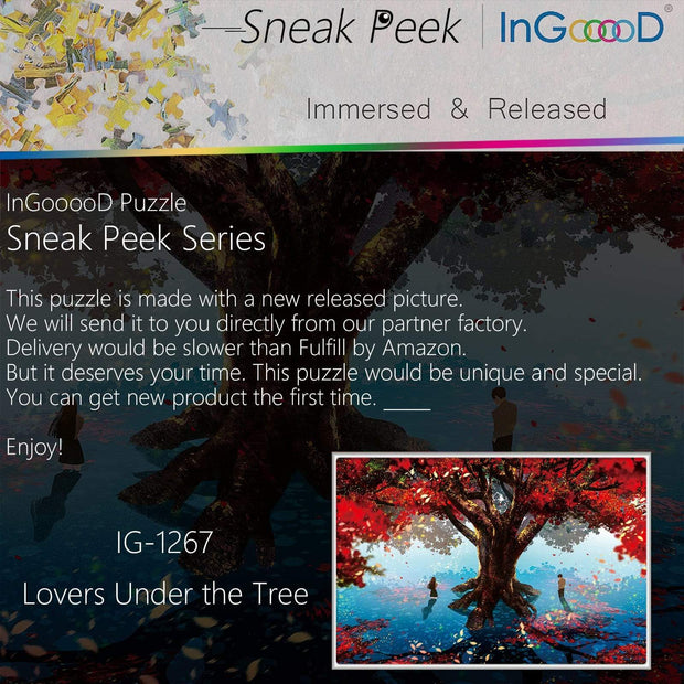 Ingooood-Jigsaw Puzzle 1000 Pieces-Sneak Peek Series-Lovers Under The Tree_IG-1267 Entertainment Toys for Adult Special Graduation or Birthday Gift Home Decor - Ingooood