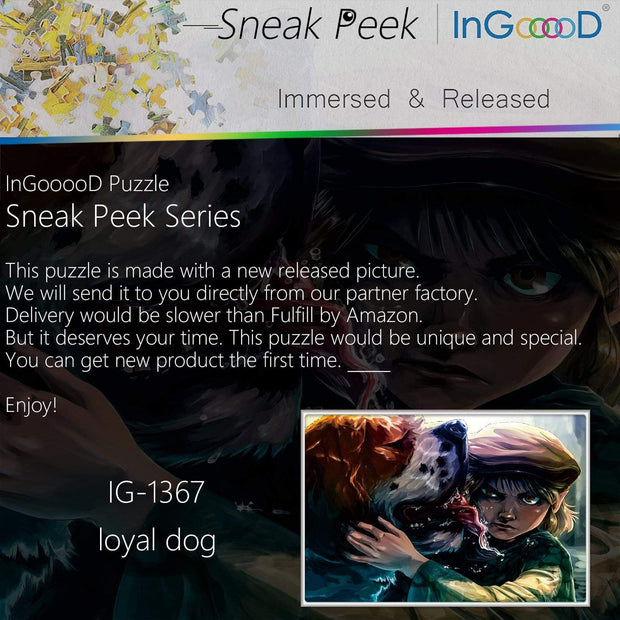 Ingooood-Jigsaw Puzzle 1000 Pieces-Sneak Peek Series-Loyal Dog_IG-1367 Entertainment Toys for Adult Special Graduation or Birthday Gift Home Decor - Ingooood