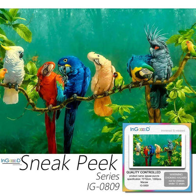 Ingooood- Jigsaw Puzzle 1000 Pieces- Sneak Peek Series-Macaw_IG-0809 Entertainment Toys for Adult Special Graduation or Birthday Gift Home Decor - Ingooood