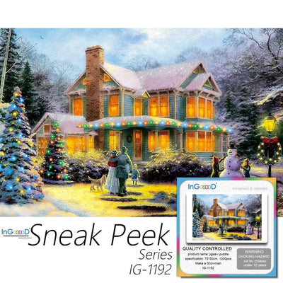 Ingooood-Jigsaw Puzzle 1000 Pieces-Sneak Peek Series-Make a Snowman_IG-1192 Entertainment Toy for Adult Special Graduation or Birthday Gift Home Decor - Ingooood