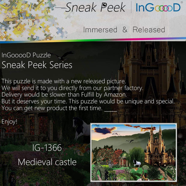 Ingooood-Jigsaw Puzzle 1000 Pieces-Sneak Peek Series-Medieval Castle_IG-1366 Entertainment Toys for Adult Special Graduation or Birthday Gift Home Decor - Ingooood