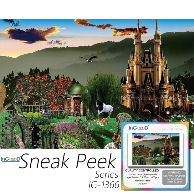 Ingooood-Jigsaw Puzzle 1000 Pieces-Sneak Peek Series-Medieval Castle_IG-1366 Entertainment Toys for Adult Special Graduation or Birthday Gift Home Decor - Ingooood