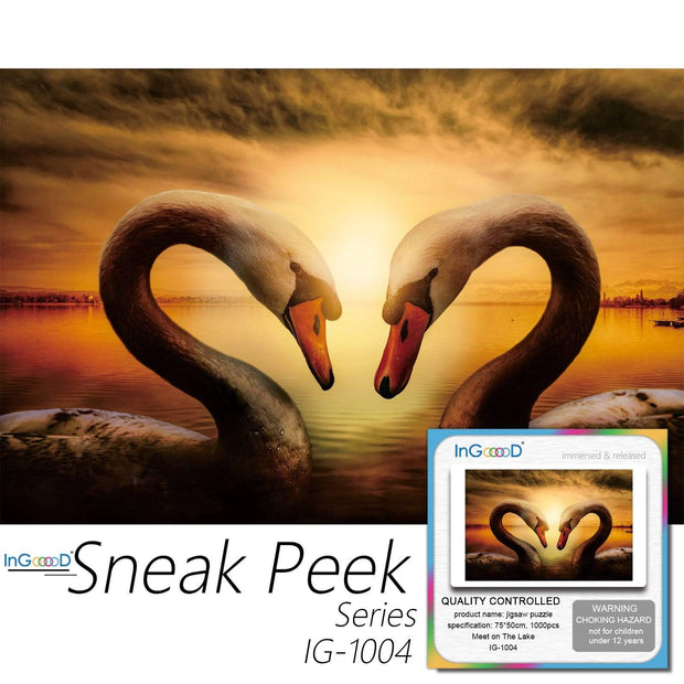 Ingooood-Jigsaw Puzzle 1000 Pieces-Sneak Peek Series-Meet on The Lake_IG-1004 Entertainment Toys for Adult Special Graduation or Birthday Gift Home Decor - Ingooood