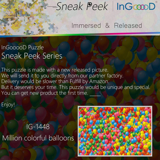 Ingooood-Jigsaw Puzzle 1000 Pieces-Sneak Peek Series-Million colorful balloons_IG-1448 Entertainment Toys for Adult Graduation or Birthday Gift Home Decor - Ingooood