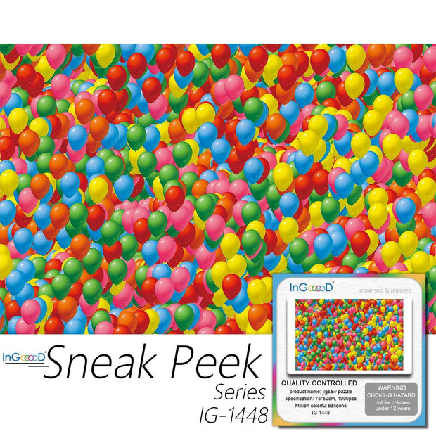Ingooood-Jigsaw Puzzle 1000 Pieces-Sneak Peek Series-Million colorful balloons_IG-1448 Entertainment Toys for Adult Graduation or Birthday Gift Home Decor - Ingooood