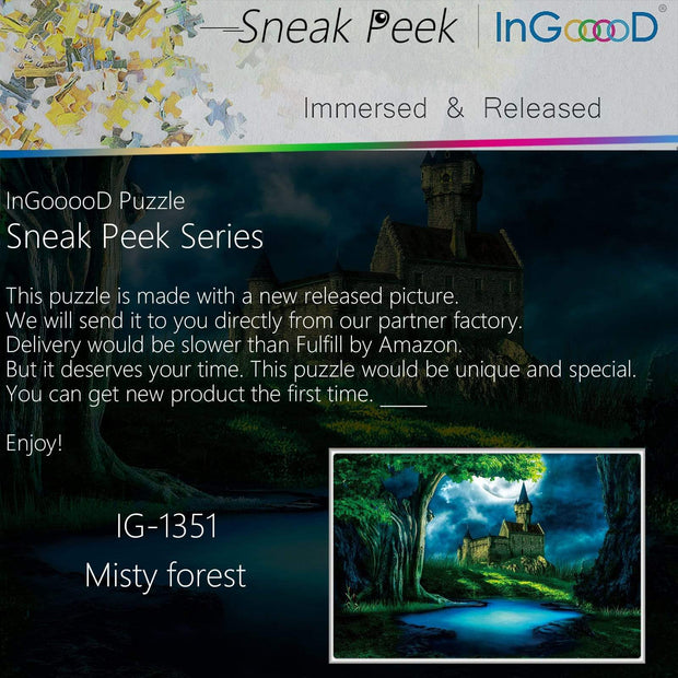 Ingooood-Jigsaw Puzzle 1000 Pieces-Sneak Peek Series-Misty Forest_IG-1351 Entertainment Toys for Adult Special Graduation or Birthday Gift Home Decor - Ingooood