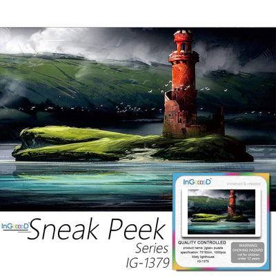 Ingooood-Jigsaw Puzzle 1000 Pieces-Sneak Peek Series-Misty Lighthouse_IG-1379 Entertainment Toys for Adult Special Graduation or Birthday Gift Home Decor - Ingooood