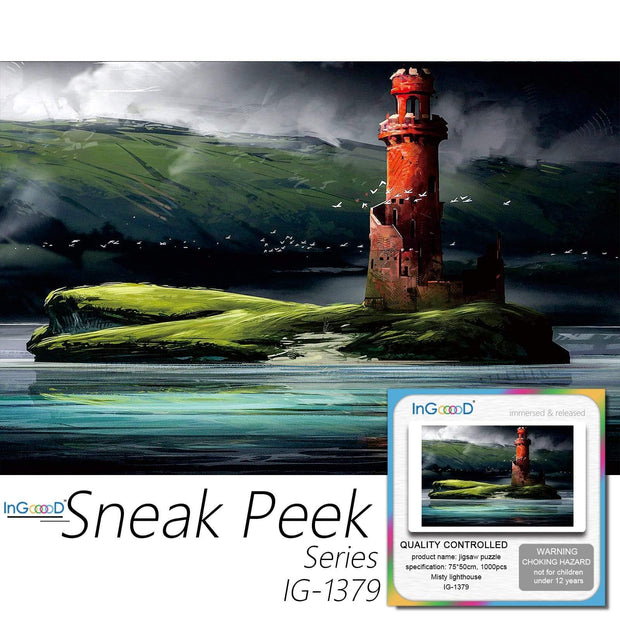 Ingooood-Jigsaw Puzzle 1000 Pieces-Sneak Peek Series-Misty Lighthouse_IG-1379 Entertainment Toys for Adult Special Graduation or Birthday Gift Home Decor - Ingooood