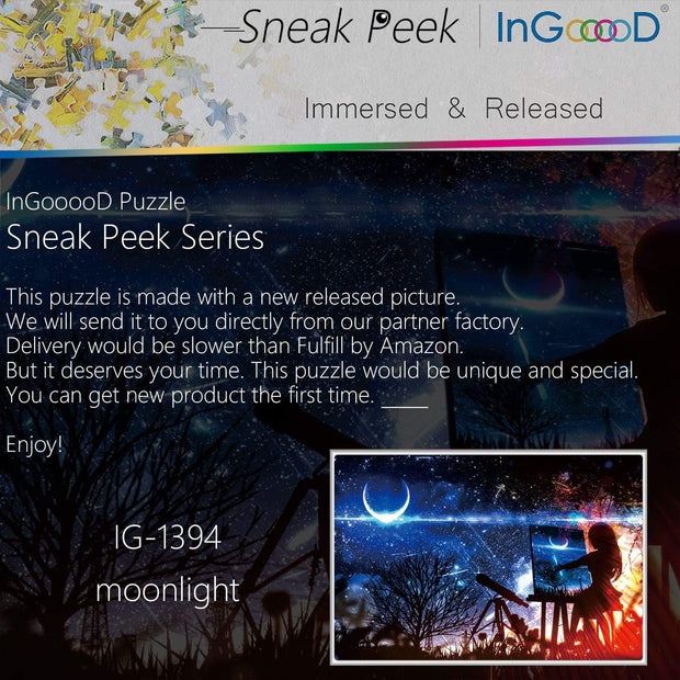 Ingooood-Jigsaw Puzzle 1000 Pieces-Sneak Peek Series-Moonlight_IG-1394 Entertainment Toys for Adult Special Graduation or Birthday Gift Home Decor - Ingooood