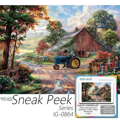 Ingooood-Jigsaw Puzzle 1000 Pieces-Sneak Peek Series- Morning Work_IG-0864 Entertainment Toys for Adult Special Graduation or Birthday Gift Home Decor - Ingooood