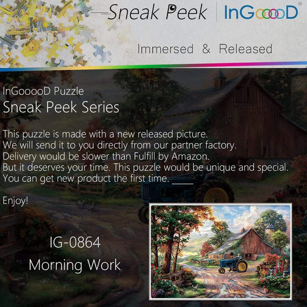Ingooood-Jigsaw Puzzle 1000 Pieces-Sneak Peek Series- Morning Work_IG-0864 Entertainment Toys for Adult Special Graduation or Birthday Gift Home Decor - Ingooood
