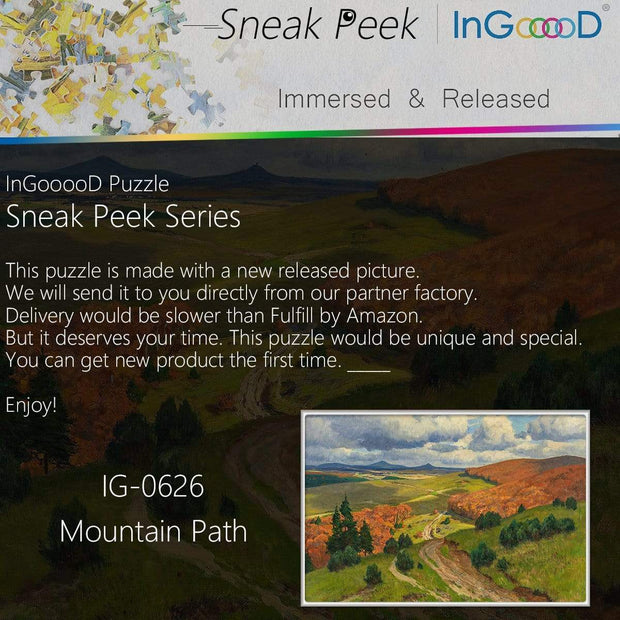 Ingooood-Jigsaw Puzzle 1000 Pieces-Sneak Peek Series-Mountain Path_IG-0626 Entertainment Toys for Adult Special Graduation or Birthday Gift Home Decor - Ingooood