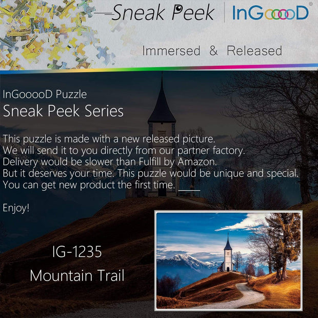 Ingooood-Jigsaw Puzzle 1000 Pieces-Sneak Peek Series-Mountain Trail_IG-1235 Entertainment Toys for Adult Special Graduation or Birthday Gift Home Decor - Ingooood