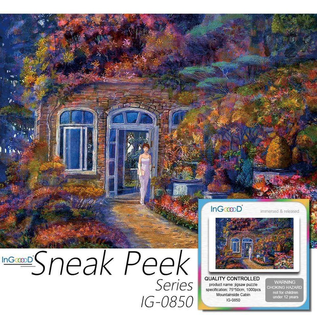 Ingooood- Jigsaw Puzzle 1000 Pieces- Sneak Peek Series-Mountainside Cabin_IG-0850 Entertainment Toys for Adult Graduation or Birthday Gift Home Decor - Ingooood