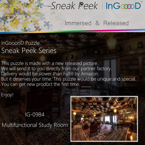 Ingooood-Jigsaw Puzzle 1000 Pieces-Sneak Peek Series- Multifunctional Study Room_IG-0984 Entertainment Toys for Graduation or Birthday Gift Home Decor - Ingooood