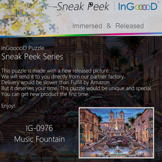 Ingooood-Jigsaw Puzzle 1000 Pieces-Sneak Peek Series-Music Fountain_IG-0976 Entertainment Toys for Graduation or Birthday Gift Home Decor - Ingooood