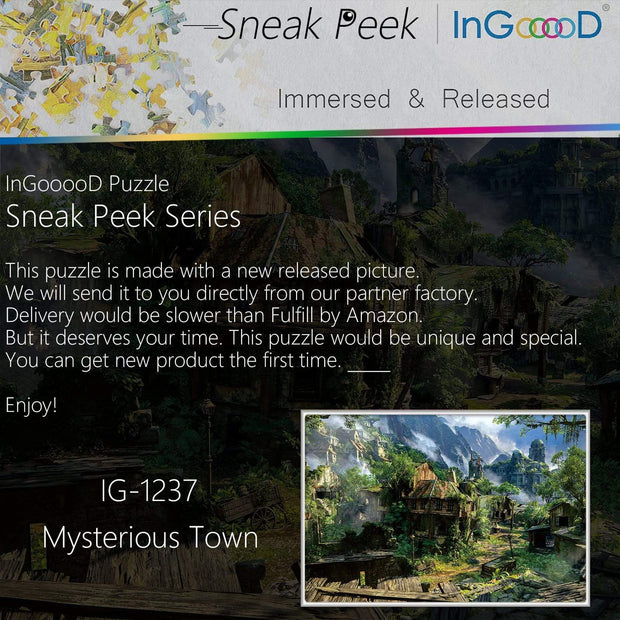 Ingooood-Jigsaw Puzzle 1000 Pieces-Sneak Peek Series-Mysterious Town_IG-1237 Entertainment Toys for Adult Special Graduation or Birthday Gift Home Decor - Ingooood