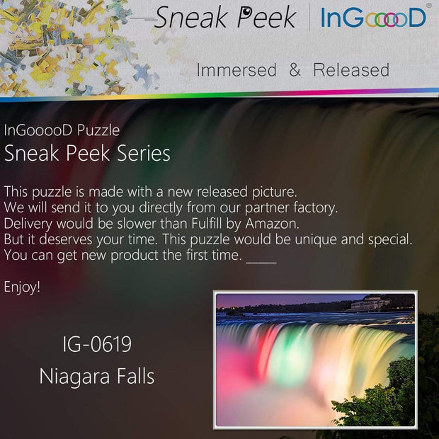 Ingooood-Jigsaw Puzzle 1000 Pieces-Sneak Peek Series-Niagara Falls_IG-0619 Entertainment Toys for Adult Special Graduation or Birthday Gift Home Decor - Ingooood