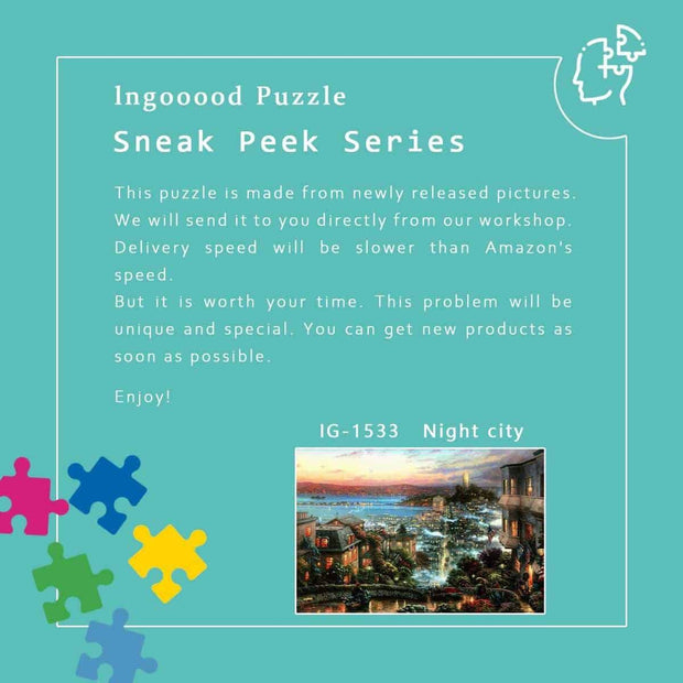 Ingooood-Jigsaw Puzzle 1000 Pieces-Sneak Peek Series-Night city_IG-1533 Entertainment Toys for Adult Graduation or Birthday Gift Home Decor - Ingooood
