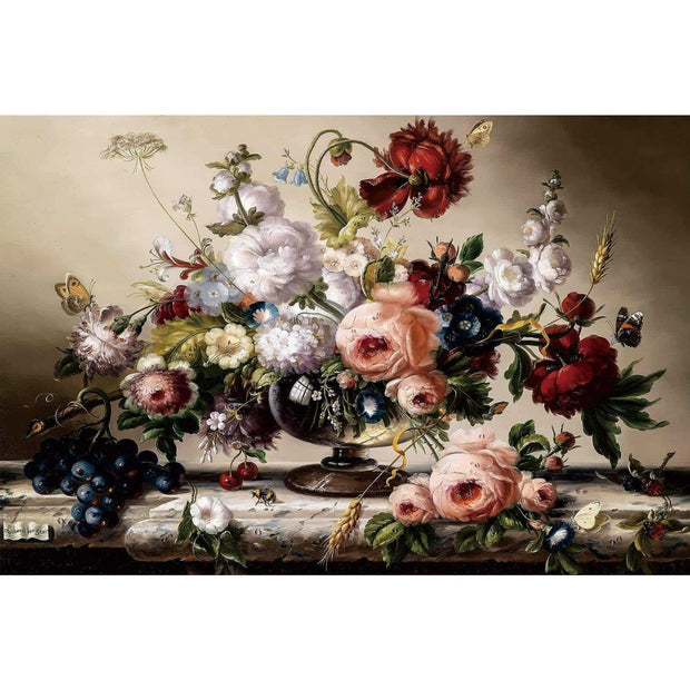 Ingooood-Jigsaw Puzzle 1000 Pieces-Sneak Peek Series-Oil painting still life flowers_IG-1534 Entertainment Toys for Adult Graduation or Birthday Gift Home Decor - Ingooood