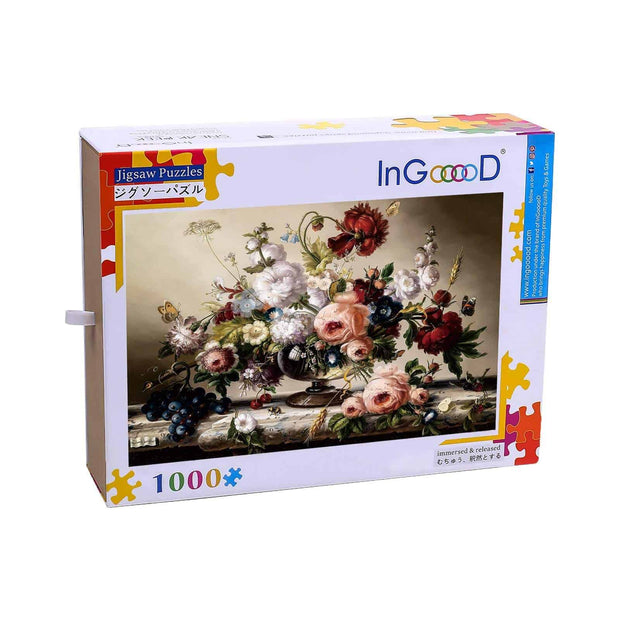 Ingooood-Jigsaw Puzzle 1000 Pieces-Sneak Peek Series-Oil painting still life flowers_IG-1534 Entertainment Toys for Adult Graduation or Birthday Gift Home Decor - Ingooood