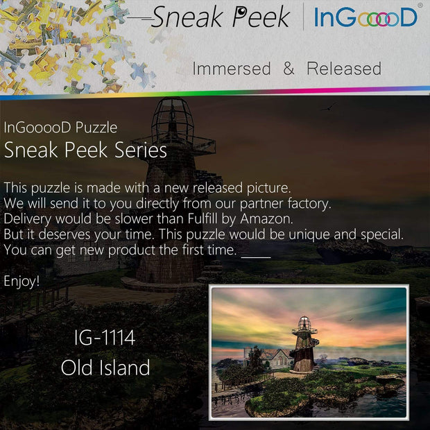 Ingooood-Jigsaw Puzzle 1000 Pieces-Sneak Peek Series-Old Island_IG-1114 Entertainment Toys for Adult Special Graduation or Birthday Gift Home Decor - Ingooood